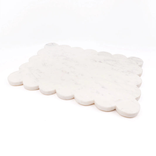 White Marble Scalloped Serving Board