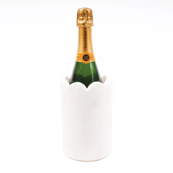 White Marble Scalloped Wine & Champagne Chiller